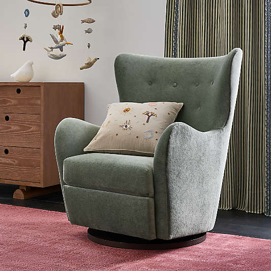Embrace Sage Green Velvet Swivel Glider Nursery Chair by Jeremiah Brent