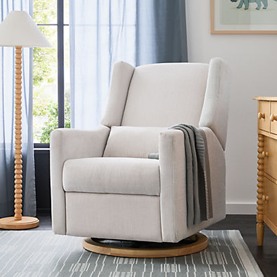 View Babyletto Kiwi Striped Grey Nursery Glider Recliner Chair details
