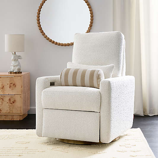 Matera Cream Boucle Nursery Swivel Power Recliner Chair