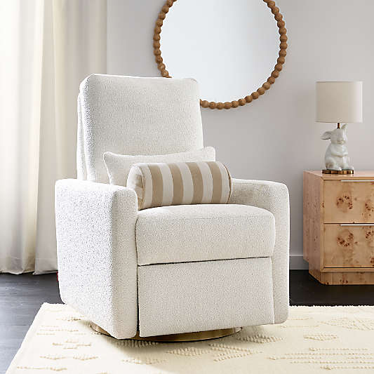 Matera Cream Boucle Nursery Swivel Power Recliner Chair