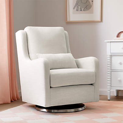 Milo Cream Nursery Swivel Glider Chair with Silver Base