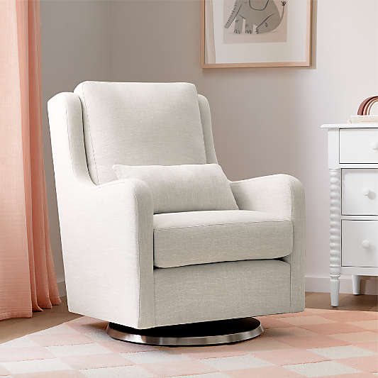 Milo Cream Nursery Swivel Glider Chair with Silver Base
