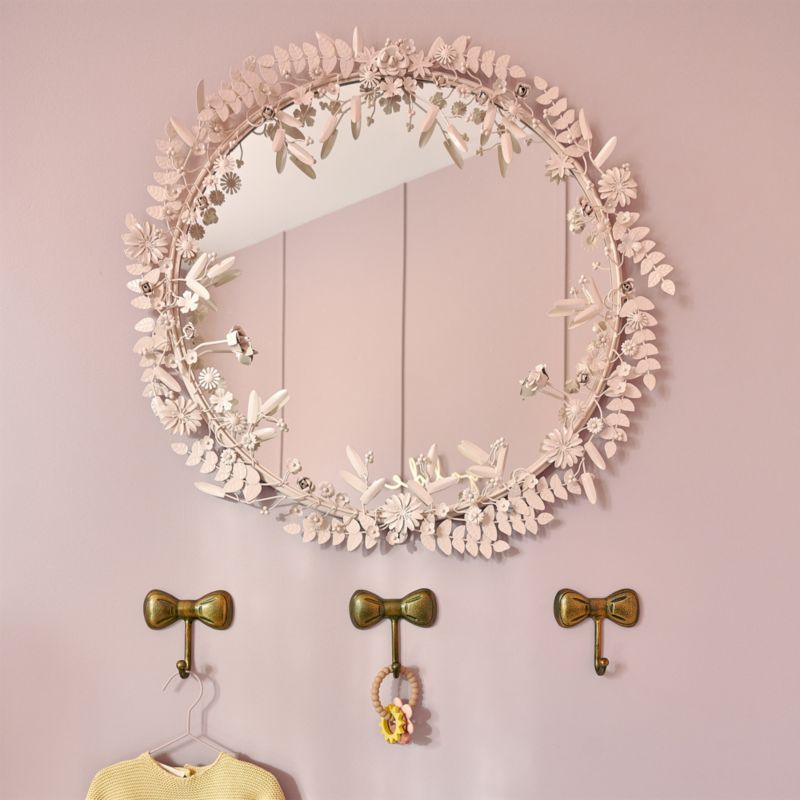 Flower Crown Pink Metal 30" Round Wall Mirror - image 3 of 10