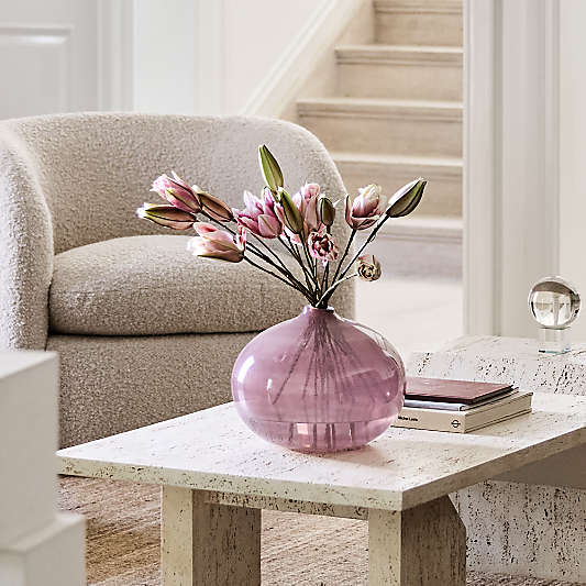 Flow Round Pink Glass Vase 9" by Brigette Romanek