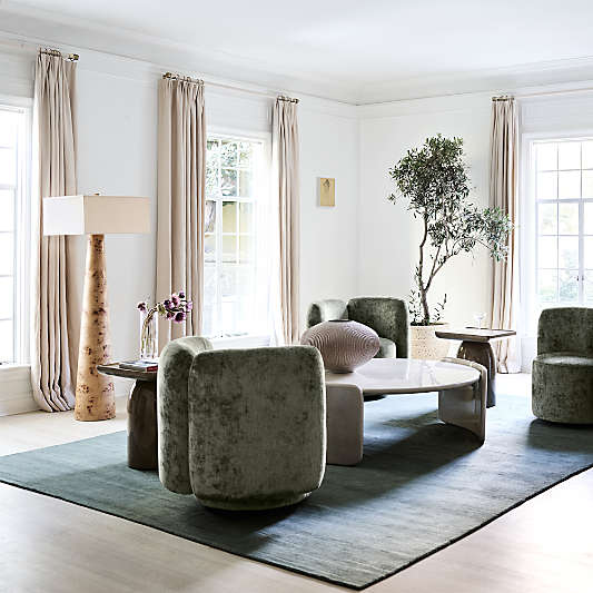Gains Burlwood Floor Lamp with Linen Shade by Brigette Romanek