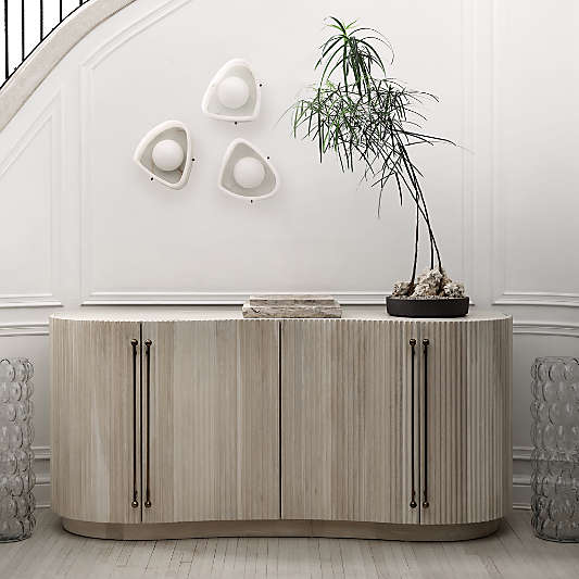 Coastline 72" Oak Wood Fluted Credenza by Brigette Romanek