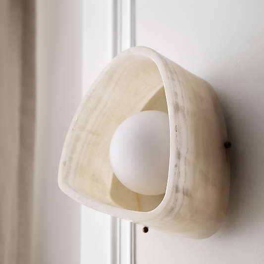 Cloud White Onyx Dual Flush Mount & Wall Sconce Light by Brigette Romanek 9.5"