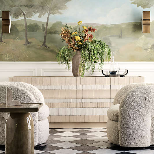 Beachcomber 80" Natural Oak Wood and White Tile Media Console by Brigette Romanek