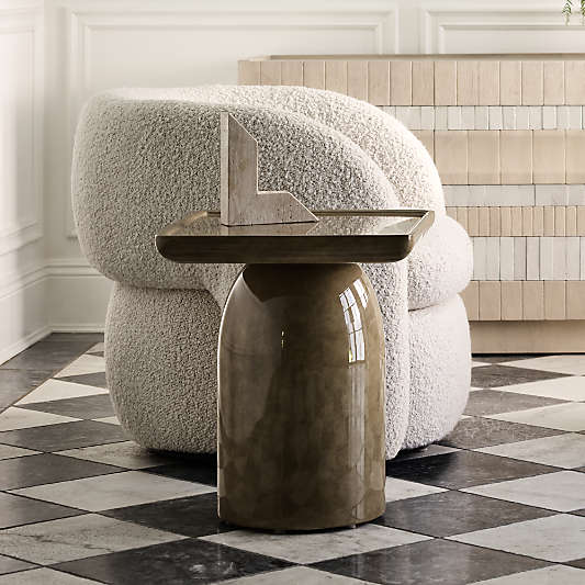 Laguna Beach Caramel Brown Concrete 18" Square End Table by Brigette Romanek