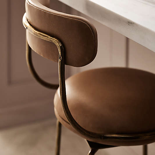 Bess Leather and Metal Swivel Counter Stool by Brigette Romanek