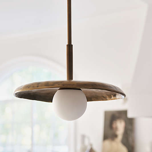 Lilypad Metal and Glass Pendant Light by Brigette Romanek 16"