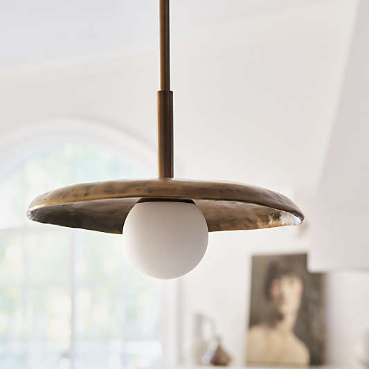Lilypad Metal and Glass Pendant Light by Brigette Romanek 16"