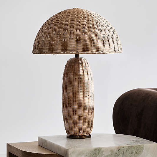 Pearl Rattan Table Lamp 25" by Brigette Romanek
