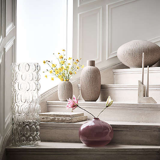 Blanca Beige Ribbed Ceramic Vases by Brigette Romanek