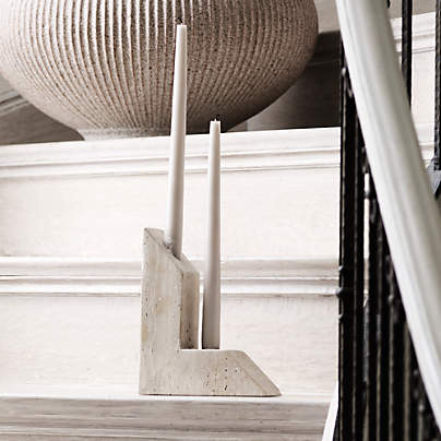 Up Travertine 2-Taper Candle Holder by Brigette Romanek