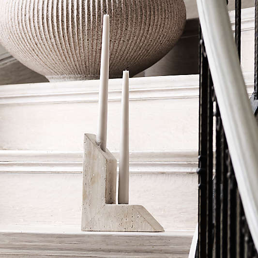 Up Travertine 2-Taper Candle Holder by Brigette Romanek