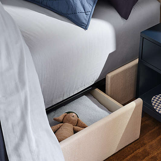 Emma Cream Upholstered Arched Kids Storage Bed