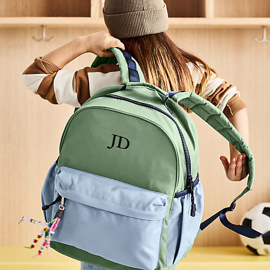 Dreamer Colorblock Green and Blue Small Kids Backpack with Side Pockets