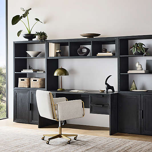 Calypso 64" Black Wood Desk with Outlets