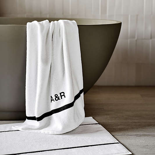 Tuxedo Stripe Organic Cotton Ink Black Hand Towel