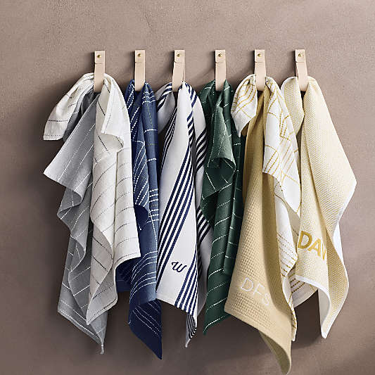 Dash Stripe Pewter Grey Organic Cotton Dish Towels, Set of 2