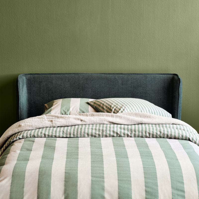 Riviera Stripe Verte Green Organic Cotton Kids Twin Duvet Cover - image 1 of 12