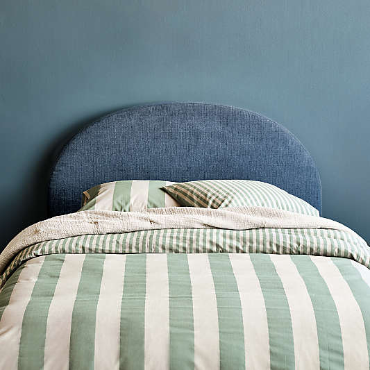 Emma Denim Blue Upholstered Arched Kids Storage Bed