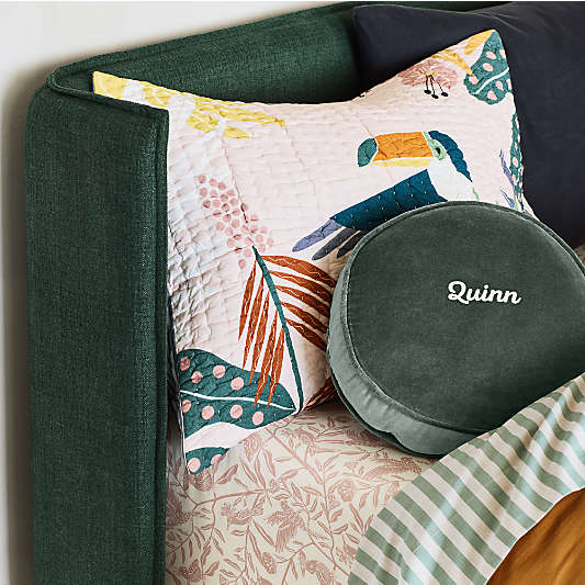 Harriet Round Pine Green Velvet Kids Throw Pillow