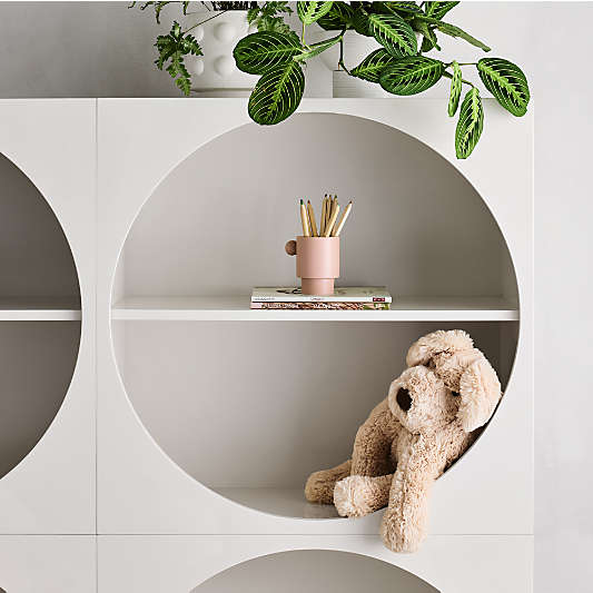 Twiggy 90" Modular Glossy Ivory Kids Open Bookcases, Set of 6