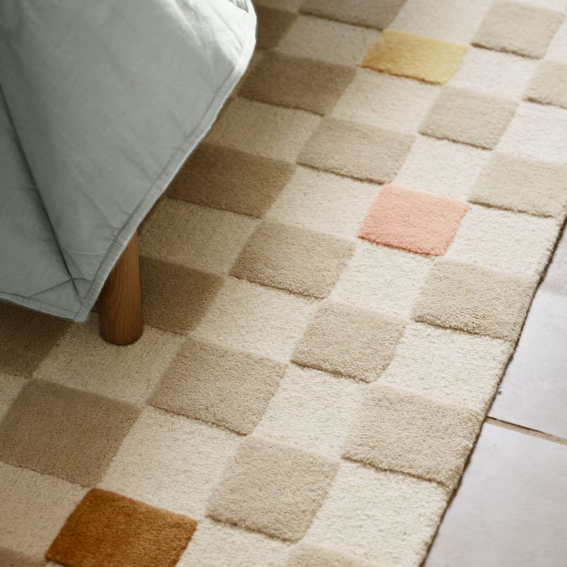 Imperfect Checkerboard Multicolor Wool Kids 12"x18" Rug Swatch - image 2 of 8