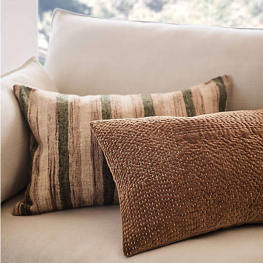 Riviera Stripe 24"x16" Cyprus Green Throw Pillow