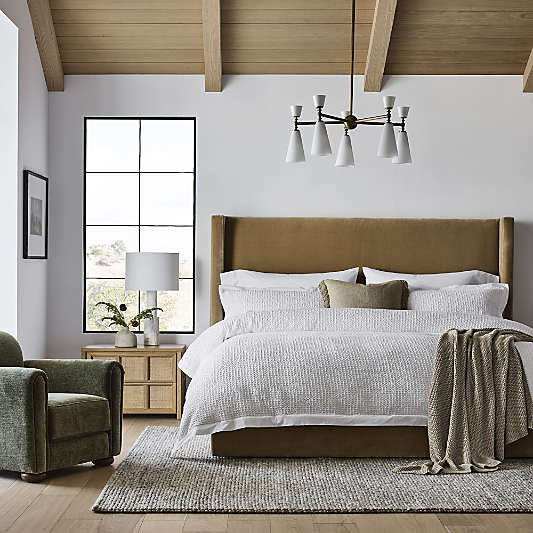 Arden 60" Camel Brown Upholstered King Headboard with Storage Bed Base