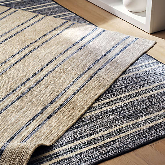 Brady Navy Blue Washable Area Rug