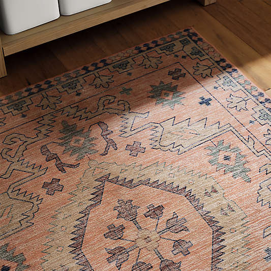 Ember Pink Floral Washable Area Rug