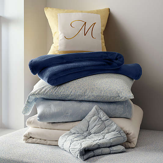 Legacy Border Organic Cotton Monogrammable 20"x20" Lemon Sorbet Yellow Throw Pillow with Feather Insert