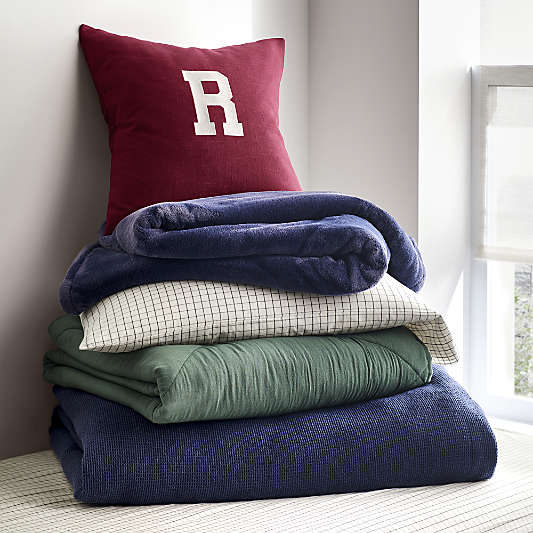 Scoop Waffle Organic Cotton Deep Indigo Twin XL Duvet Cover