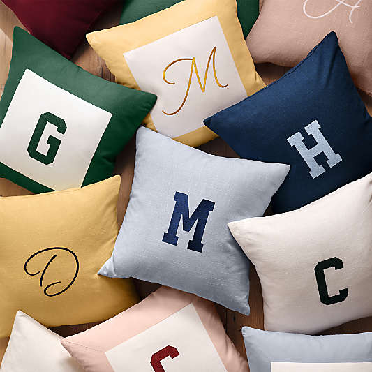 Legacy Border Organic Cotton Monogrammable 20"x20" Throw Pillows
