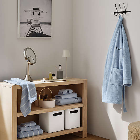 Dorm Turkish Organic Cotton Sky Blue Bath Towel, Set of 6