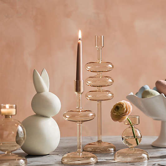 Venezia Champagne Yellow Glass Taper Candle Holders