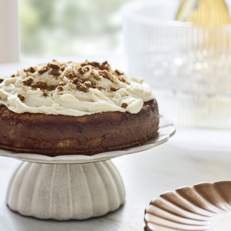 Cielo Scalloped White Terracotta Pedestal Cake Stand - image 1 of 3