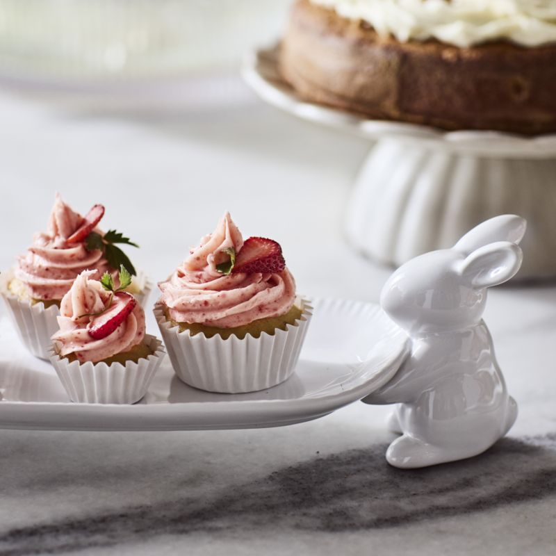 White Ceramic Bunny Platter - image 1 of 5