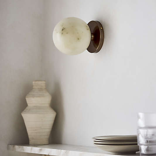 Alba White Alabaster Dual Wall Sconce and Flush Mount Light