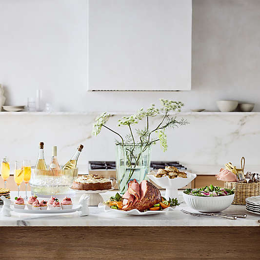 White Ruffle 12" Earthenware Pedestal Bowl