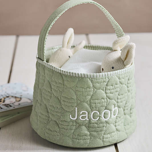 Quilted Seafoam Green Egg Kids Easter Basket