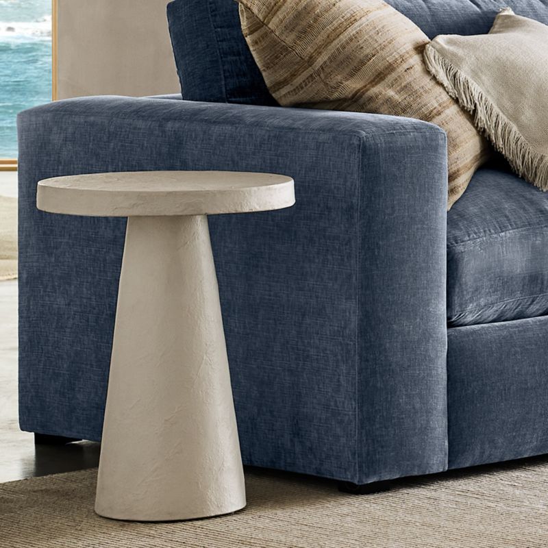Willy Faux Travertine Resin 17" Round Pedestal End Table by Leanne Ford - image 1 of 10