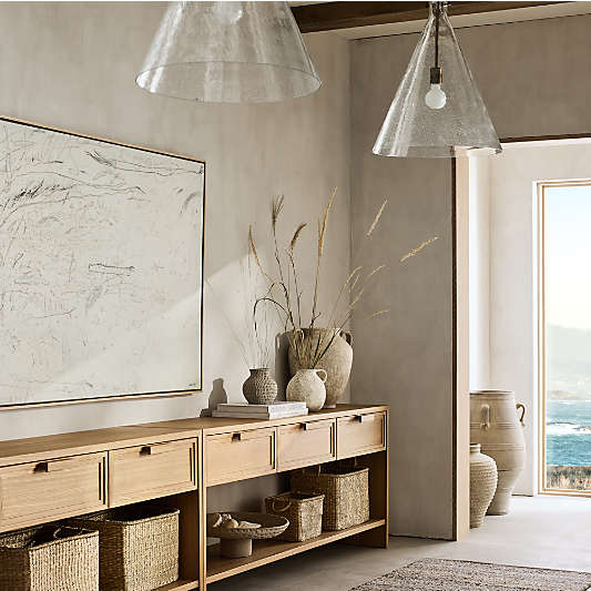 Calypso 72" Rectangular Natural Wood Storage Console Table