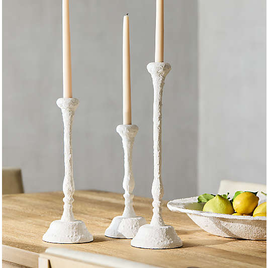 Sonara White Metal Taper Candle Holders