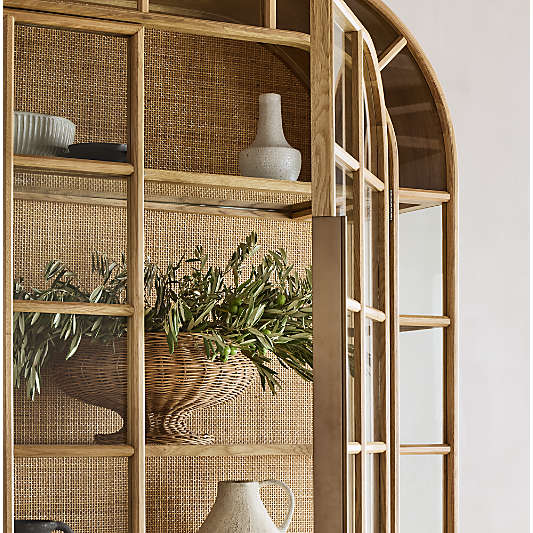 Atrium Natural White Oak and Glass Storage Display Cabinet (37"-58")