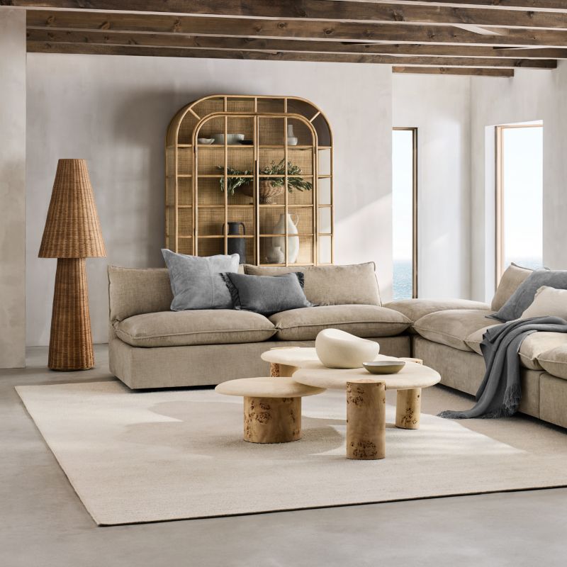 Sassolino Concrete and Burl Wood 68" Coffee Table by Athena Calderone - image 6 of 18