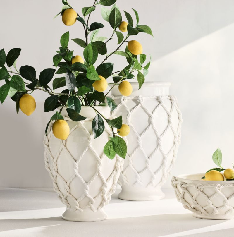 Corda Large White Ceramic Rope Vase 20" - image 3 of 7